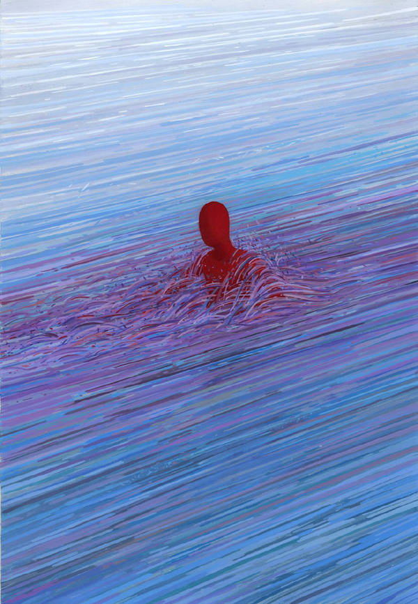 Whirling Human and Topographic Forms of Color Painted by Brendan Monroe #human #illustration #lines #topography