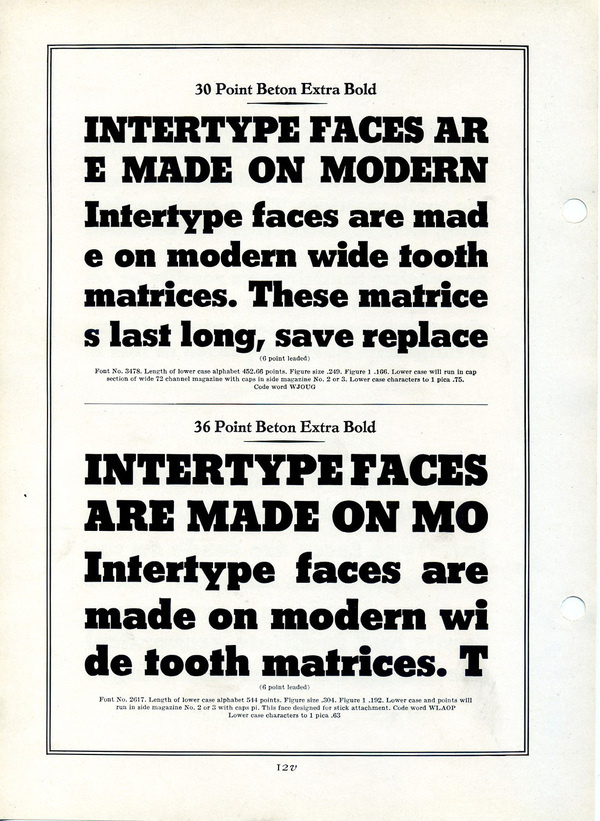 This is a specimen of the Intertype version of Heinrich Jost's Beton Extra Bold. #type #specimen #typography