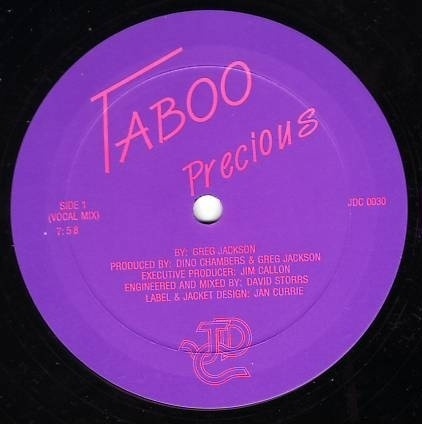 precious_-taboo.jpg (422×424) #disco #label #vinyl #purple #80s #music #boogie #typography