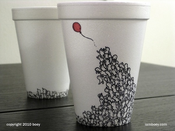 CJWHO ™ (Amazingly Detailed Illustrations Drawn on Foam...) #cups #cheeming #design #foam #illustration #drawn #boey #art #coffee