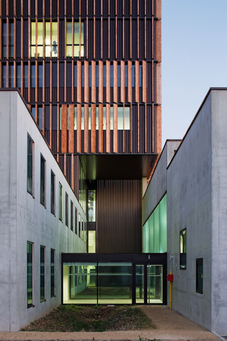 Mantois Technology Centre features moveable timber shutters