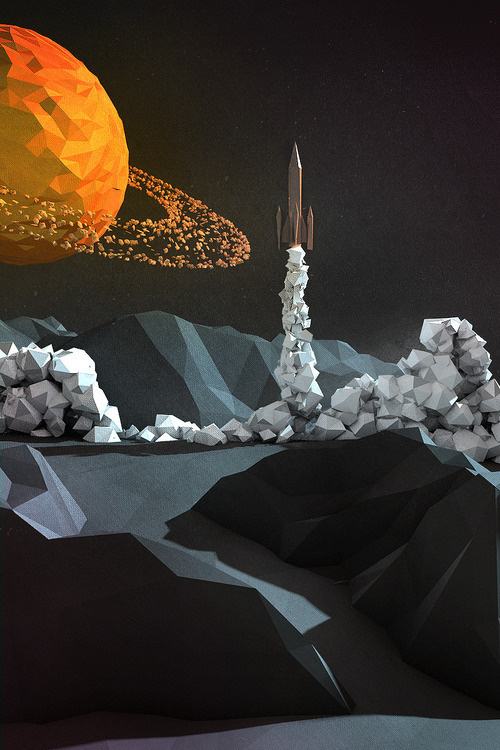 Lift Off #c4d #planet #ship #rocket #3d