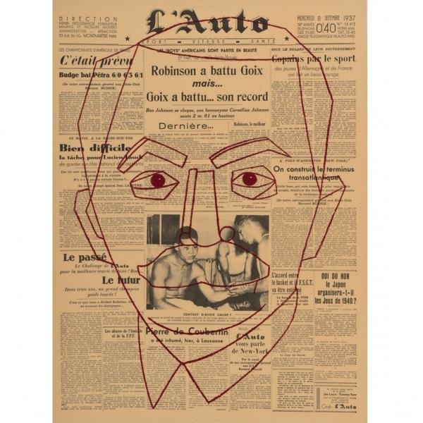Eduardo Arroyo (né en 1937) - Le Baron de Pierre de Coubertin à"l'Auto", 1997[...], De la Boxe , etc… Collection Eduardo Arroyo àPias