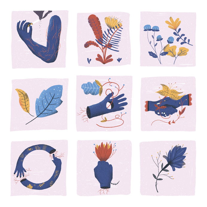 #illustration #arms #leafs #flowers #plants