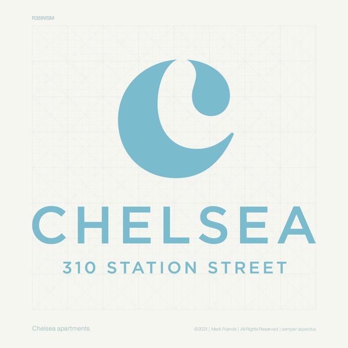 A group of bayside apartments. The letter-mark Caslon 'C' altered to allude to sea-side living.

Mark Francis | resinism