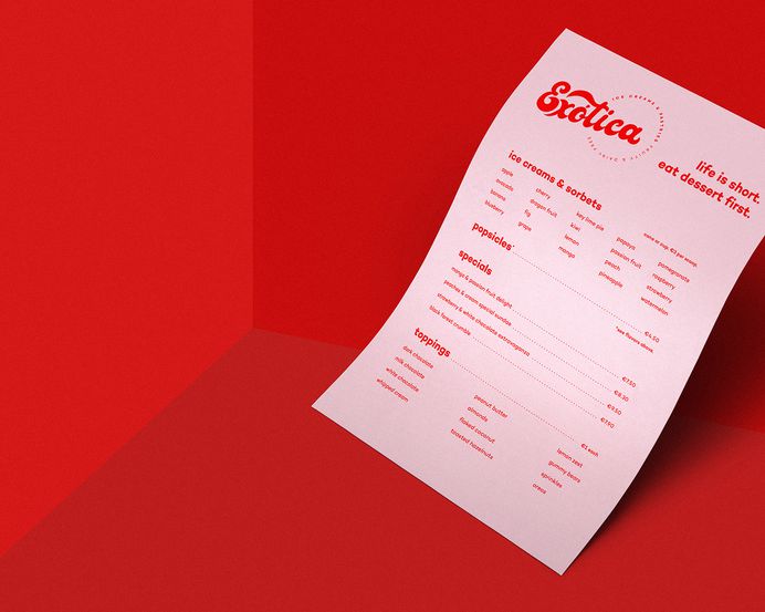 Luísa Dias designed the visual identity for the fictional brand, Exótica. Exótica is meant to be an ice cream parlour that has a cosmopolitan, vibrant and fun vibe. With a little bit of quirkiness and humour, it reaches out to anyone with a sweet tooth. Find more of the most beautiful designs on mindsparklemag.com