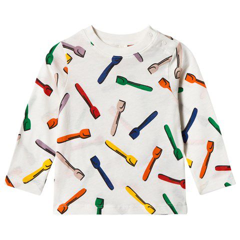 Stella McCartney Kids Cream Spoon Print Georgie Tee