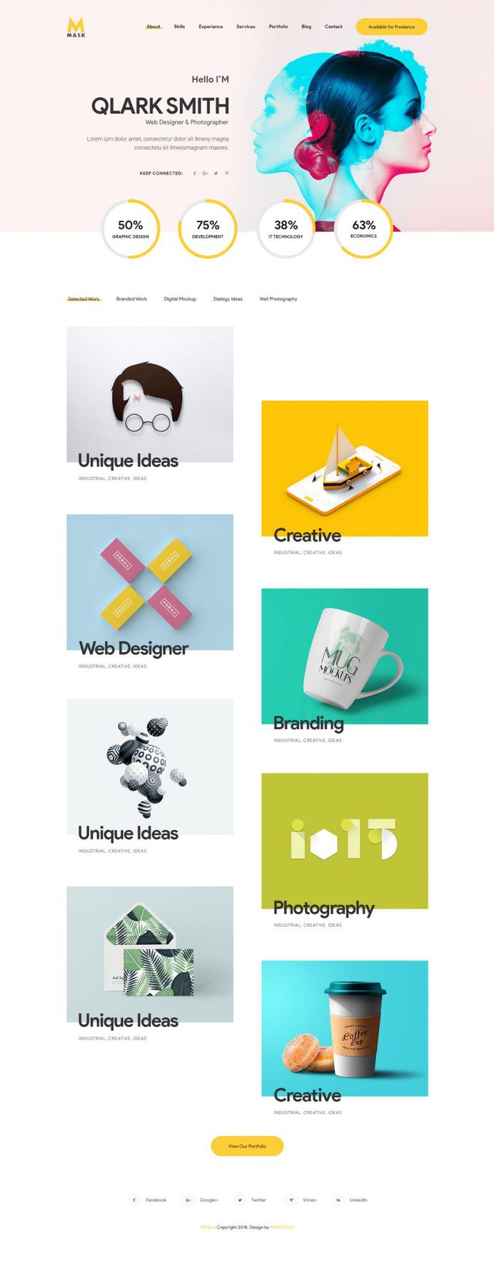 Mask – Personal CV, Resume, Portfolio & vCard by winsfolio