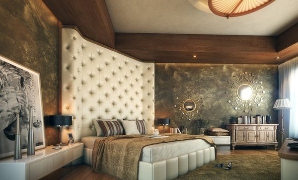 Luxury bedroom with artsistic large paining #interior #paintings #bedroom #decor #art #painting