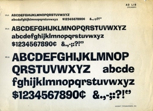 Daily Type Specimen | Ad Lib was designed in 1961 by Freeman Craw for... #type #specimen #typography