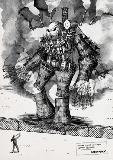 Greenpeace: Become David, 3 | Ads of the World™ #illustration #anatolij #pickmann #advertising