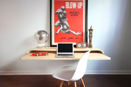 The Float Wall Desk is a minimalistic floating desk that will have you wonder what good are desk legs in the first place! #modern #design #home #product #furniture #industrial