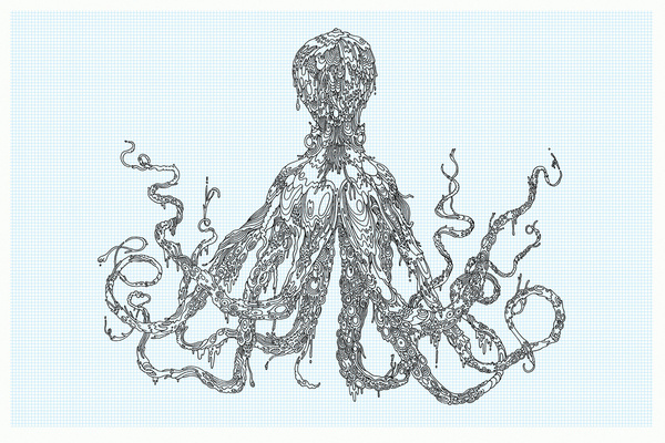 Octopus drawing prints available soon on 20x200 #illustration #octopus