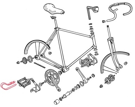 The Bike Stylist #line #bicycle #illustration #bike #exploded #technical