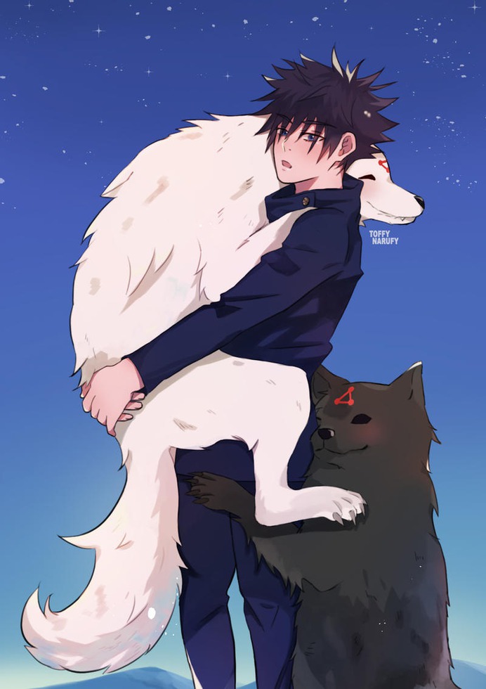 Megumi and his dogs by ToffyNarufy