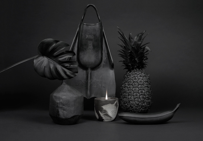All black photo shoot. #candle #fin #pineapple #black #norden