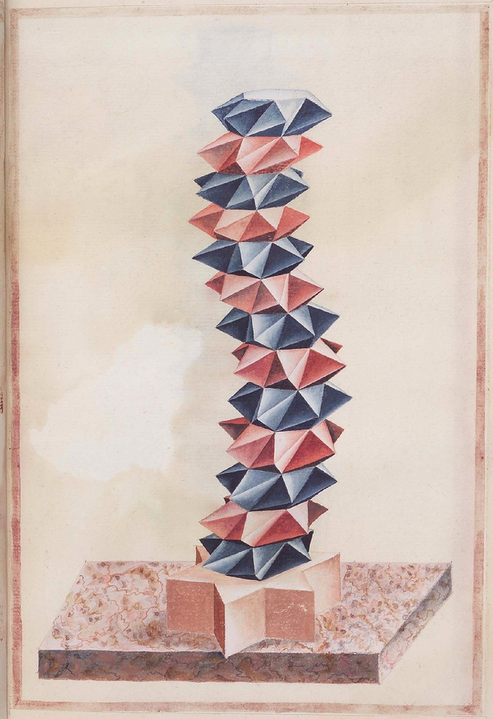 The images below (background spot-cleaned) come from a rather obscure 16th century anonymous paper manuscript containing sketches of geometr #abstract #form #shape #geometry