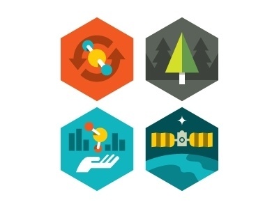 Dribbble - NASA Carbon Monitoring System badges by Eric R. Mortensen #carbon #nasa #icons #space #eric #atom #mortensen