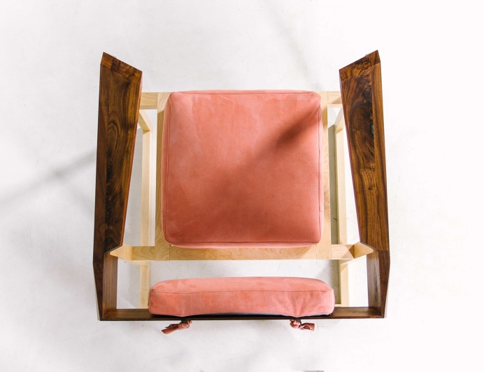ArmChair PinkCreamson Fly Massive Millworks #armchair #furniture #modernism #walnut #joinery #woodworking #maple #leather #chair #ÑÑ'Ð¾Ð
