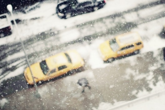 The cherry blossom girl #snow #cab #taxi #york #new