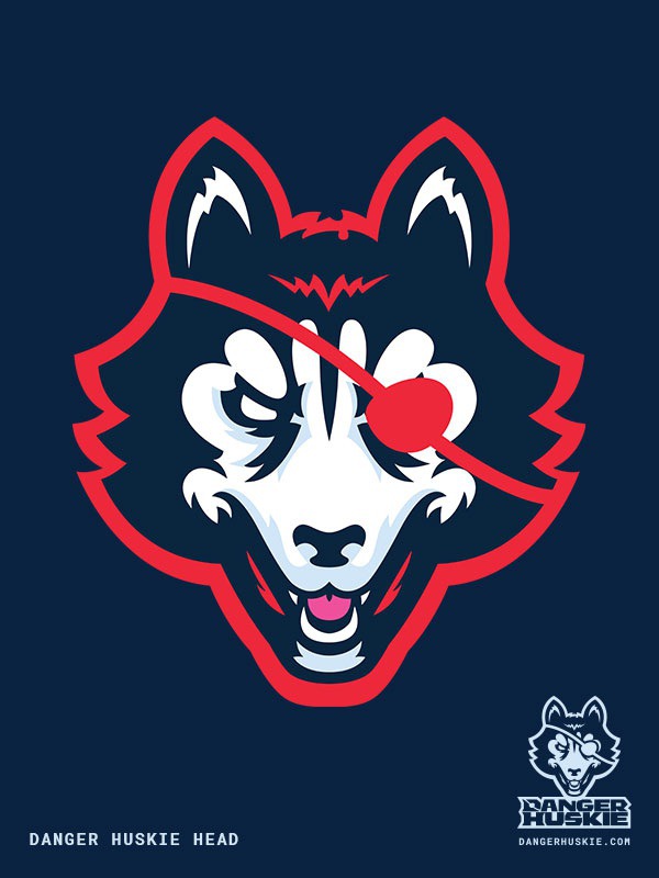 The fearsome DangerHuskie! #logo #branding #vector #illustrator #blue #navy #huskie #eyepatch #mascot