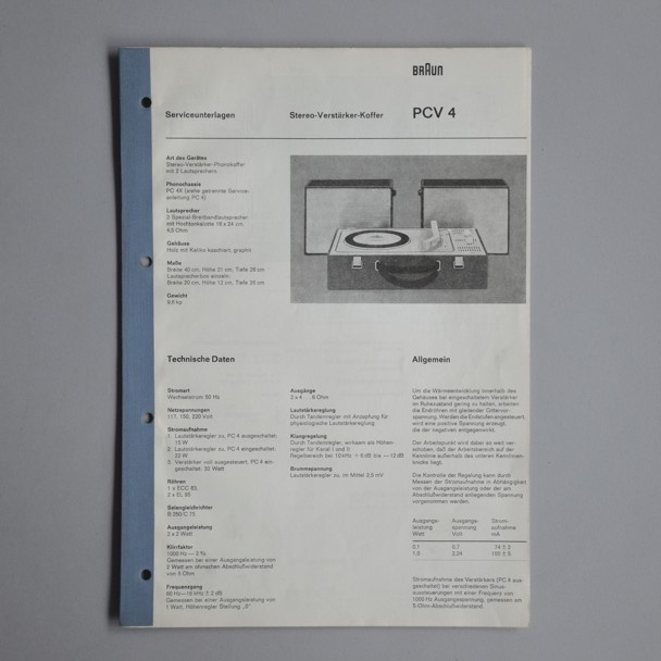 Braun PC 4 tech. data/ instructions 1960 via www.dasprogramm.org