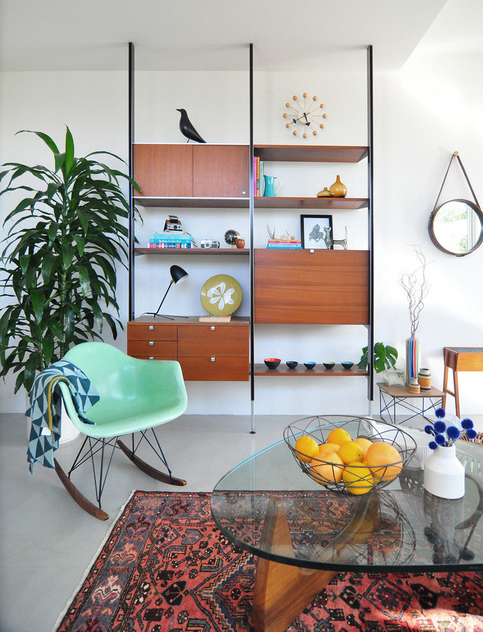 modern findings #wrapped #molded #rocking #chair #mirror #leather #rug #plastic
