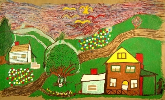 Outsider Folk Art Gallery - Outsider Art | Floretta Emma Warfel | WAF003 | #painting #naive #art