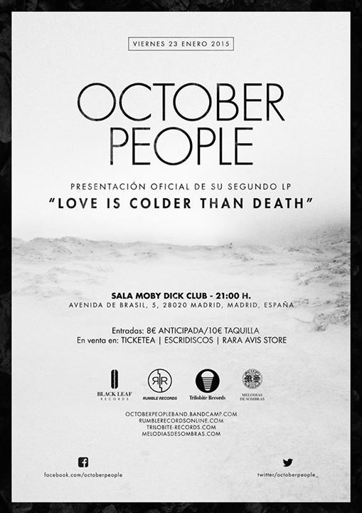 October People Release Show Pster #october peopel #rock #indie #post-punk #music #minimal #graphic design #visual #concert #black #white #bl