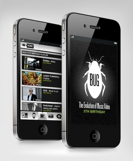 Interactive - BUG Music Videos App - websitesarelovely - Neil Richards - Freelance Digital Designer #design #iphone #app #music #graphics #videos