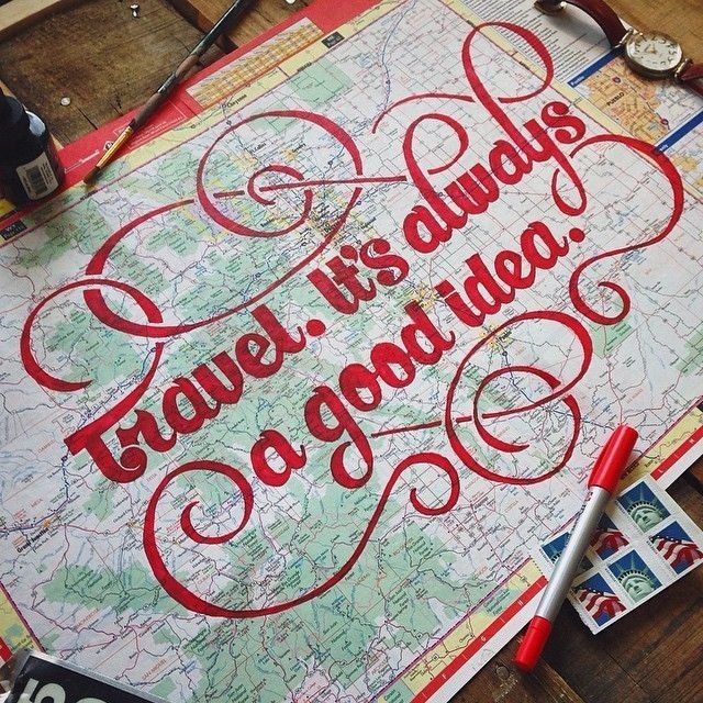 Travel is always a good idea - Map lettering by Adam Vicarel #lettering #travel #map #typography