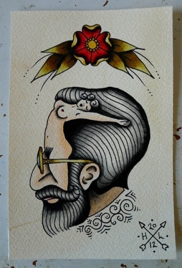 //Hannah Clark// #freud #illustration #tattoo #double #painting #beautiful
