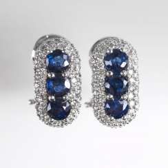 Pair of delicate sapphire and diamond earrings