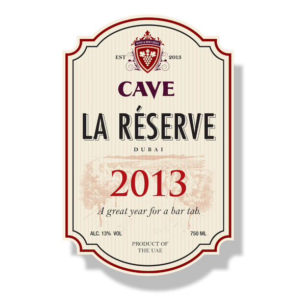 Wine label bar tab, year changes on each label. At Cave wine Bar, conrad Hotel, UAE #tab #label #wine #winelabel #bar
