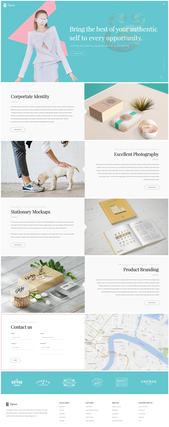 Opton – Multi-Purpose template offers more than 100 different pages and shortcodes to build a creative website for any purpose.