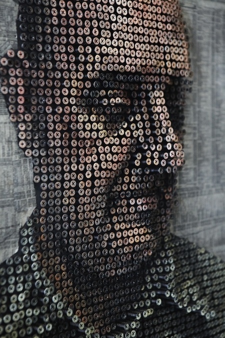 Área Visual: Andrew Myers: retratando con tornillos #painting #sculpture #art
