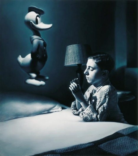 Gottfried Helnwein | WORKS | Mixed Media on Canvas | American Prayer #helnwein #donald #duck #prayer #painting #art #blue