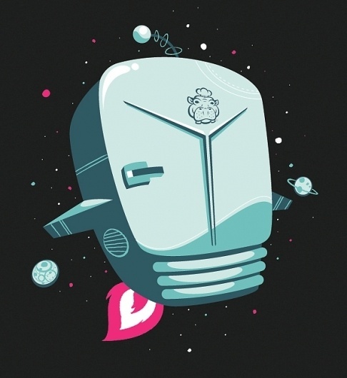 Flying Space Fridge #space #fridge #spaceship #star #planet