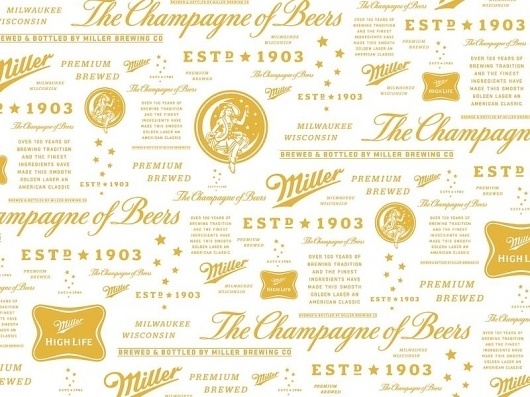 A Shiny New HIGH LIFE | A Continuous Lean. #beer #pattern #logo #gold #type