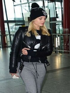 #MargotRobbie known for her roles in movies like #SuicideSquad and The Wall of #Wolfstreet is celebrating her 29th birthday today. #londonairport #margotjacket #fashion #happybirthday #celebration