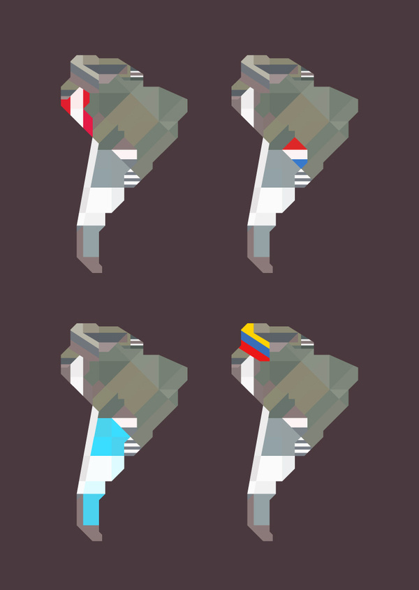 South American national flag maps by Jack Daly.