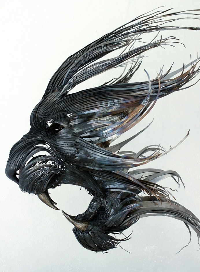 New Hammered Steel Animal Head Sculptures by Selçuk Yılmaz