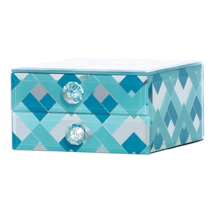 Fairview Mint & Teal Chevron Decorative Box, 13 cm