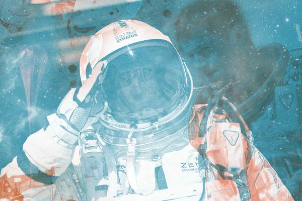 Felix Red Bull Stratos #old #design #graphic #illustration #colors #vintage #poster #comics