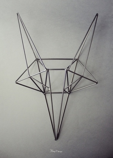 bongo design: steel fox head #steel #frame #bongo #fox #design #wire
