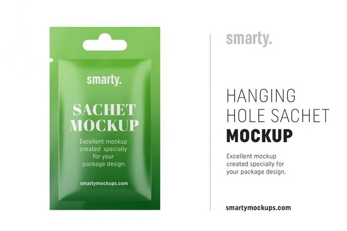 Sachet with Hole Mockup PSD