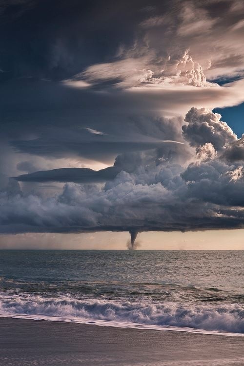 Water Spout, Liguria, Italy #ocean #clouds #tornado #spout #water #sea #photography #storm #beach #waves