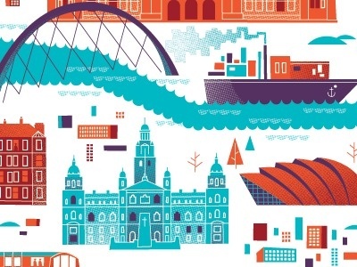 Glasgow Map by Brent Couchman #fuji #cityscape #city #brent #couchman #illustration #tokyo #mt #street #view