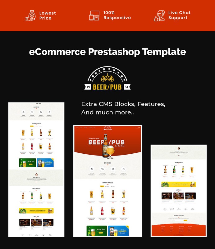 #Beer #Pub & #Drinks - #Prestashop #Responsive #Theme | #TemplateTrip #eCommerce #Website #Design #Template