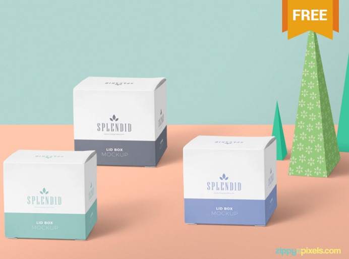 Free Square Box Mockup PSD